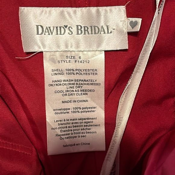 David's Bridal Strapless Apple Red Dress - Picture 6 of 7